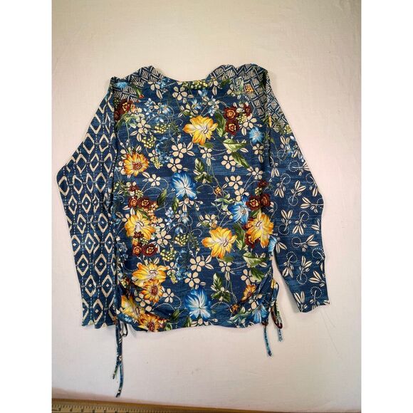 Johnny Was Multicolor Ruched Ciaga Floral Long Sleeve Surf Shirt Size 3X NWT - Picture 6 of 9